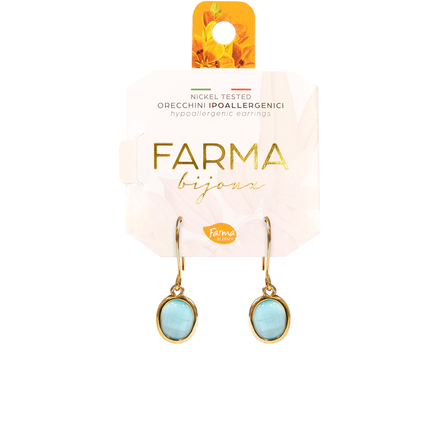 Farma Bijoux Υποαλλεργικά Σκουλαρίκια Κρεμαστό Tιρκουάζ Χαλαζία 25mm