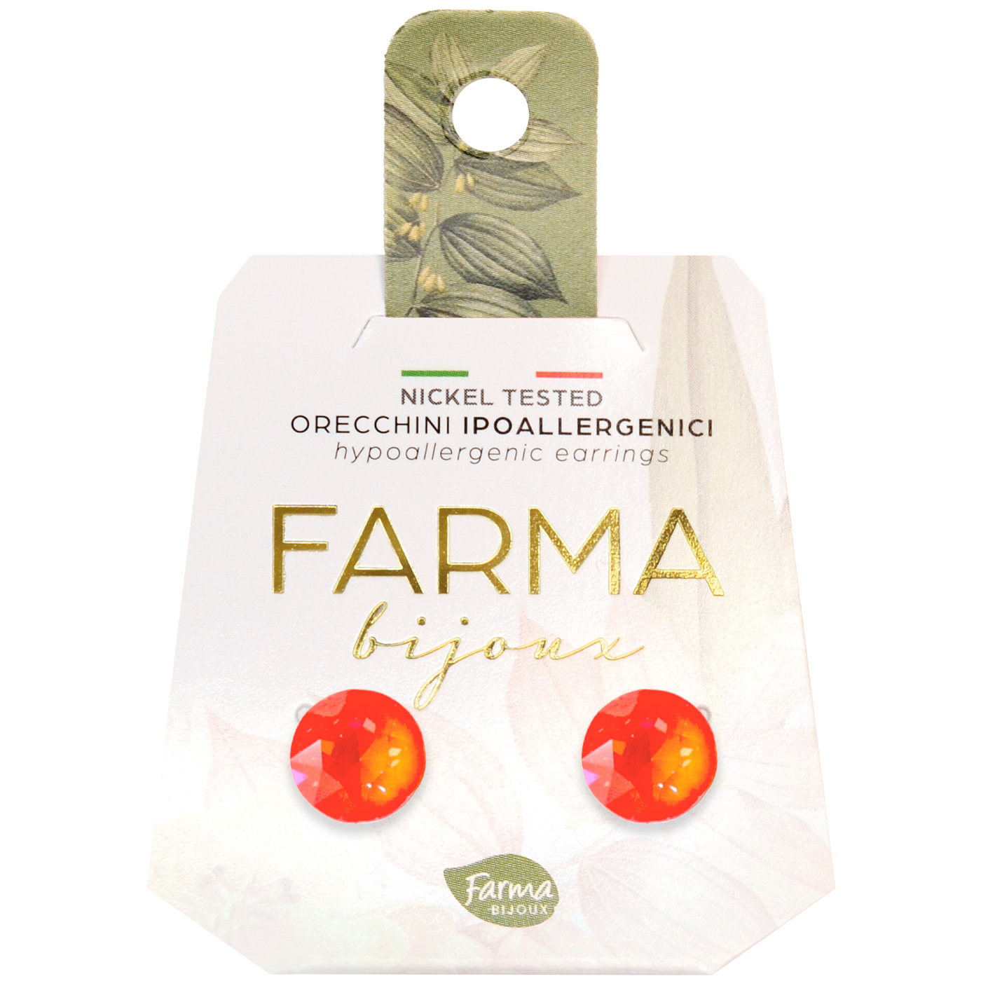 Farma Bijoux Υποαλλεργικά Σκουλαρίκια Κρύσταλλα Πορτοκαλί 8,3mm