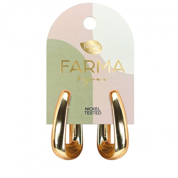 Farma Bijoux Υποαλλεργικά Σκουλαρίκια Οβάλ Χρυσοί Κρίκοι 34mm WOW16