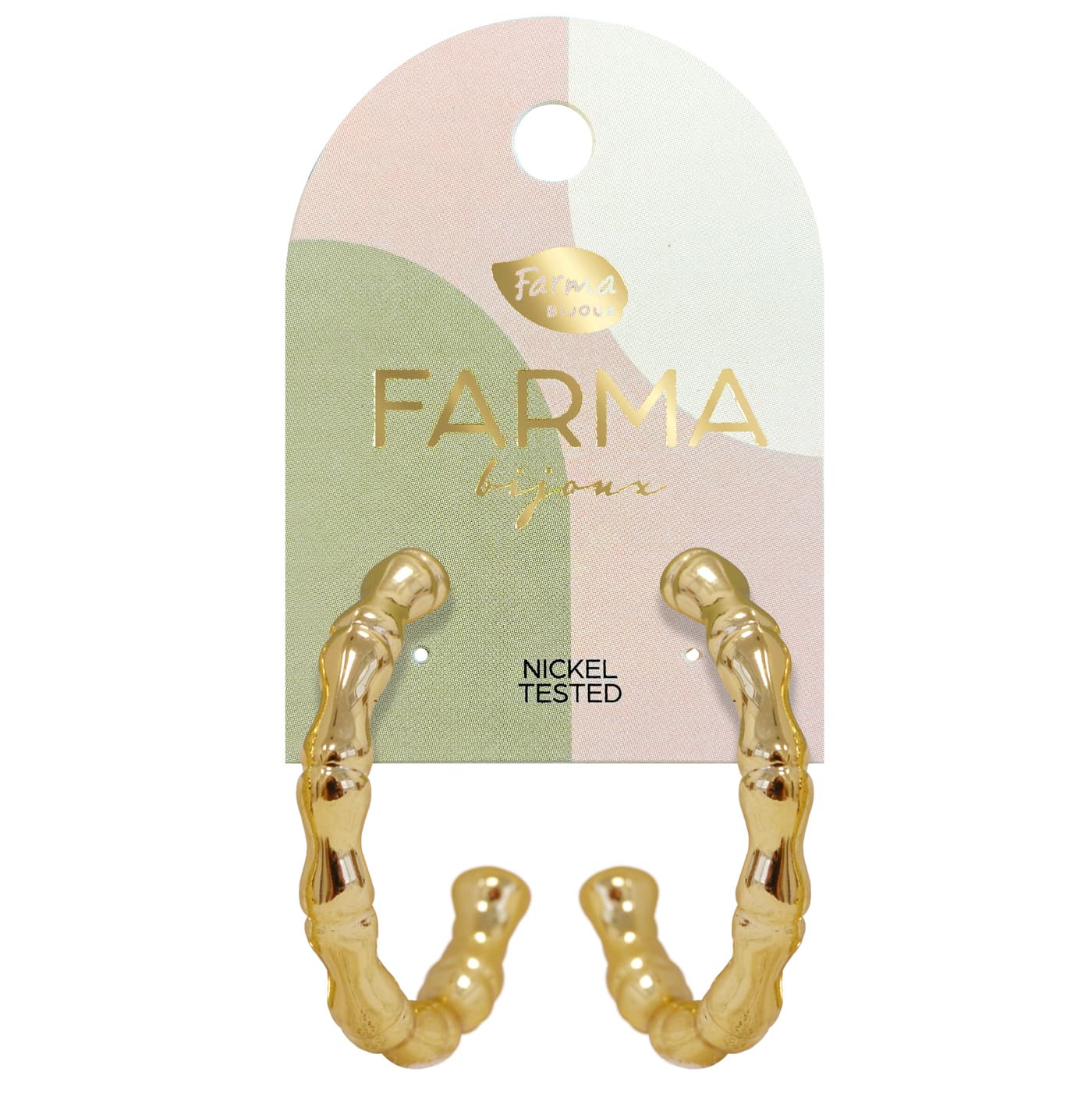 Farma Bijoux Υποαλλεργικά Σκουλαρίκια Χρυσοί Κρίκοι Bambu 38mm WOW08