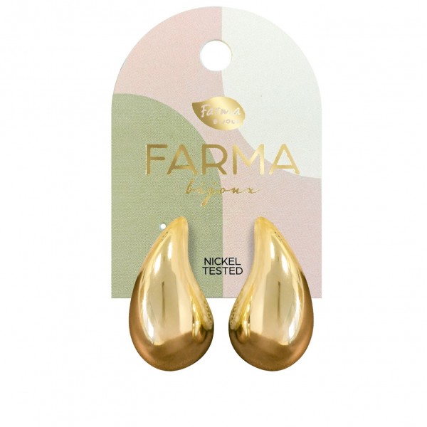 Farma Bijoux Υποαλλεργικά Σκουλαρίκια Χρυσές Μεγάλες Σταγόνες 30mm WOW10