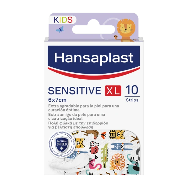 Hansaplast Kids Sensitive Αυτοκόλλητα Επιθέματα για Παιδιά XL 6x7cm 10Τεμάχια