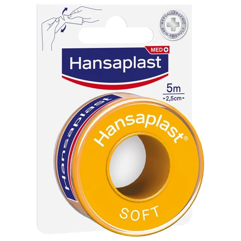 Hansaplast Αυτοκόλλητη Επιδεσμική Ταινία Soft Υποαλλεργική 2,5cm x 5m Hansaplast Αυτοκόλλητη Επιδεσμική Ταινία Soft Υποαλλεργική 2,5cm x 5m