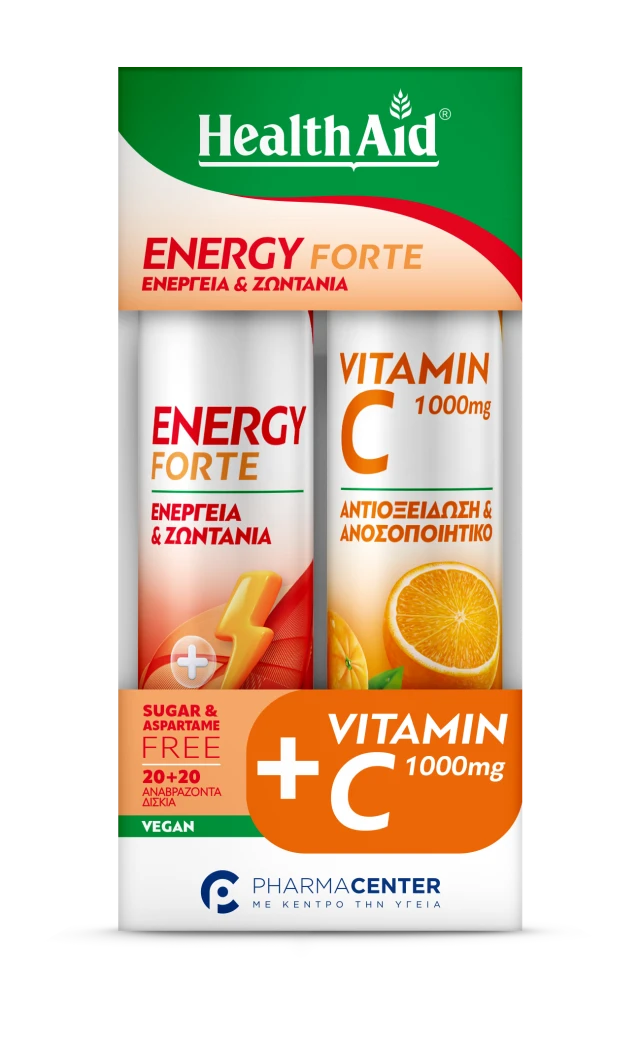 Health Aid Promo Energy Forte 20Αναβράζοντα Δισκία & Vitamin C 1000mg 20Αναβράζοντα Δισκία