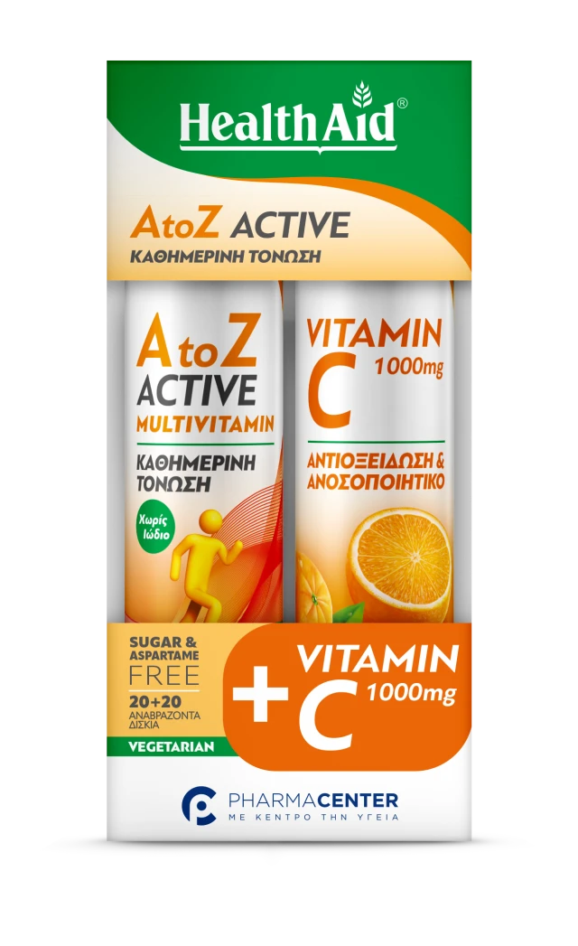 Health Aid Promo A to Z Active Multivitamins 20Αναβράζοντα Δισκία & Vitamin C 1000mg 20Αναβράζοντα Δισκία