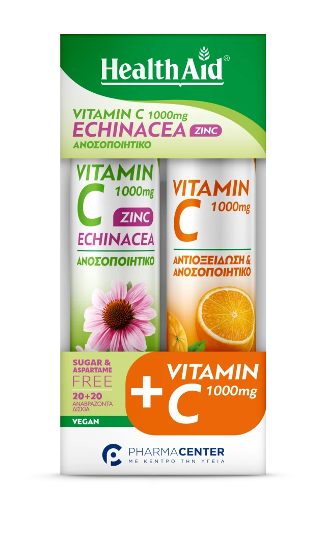 Health Aid Promo Vitamin C 1000mg Zinc & Echinacea 20Αναβράζοντα Δισκία & Vitamin C 1000mg 20Αναβράζοντα Δισκία
