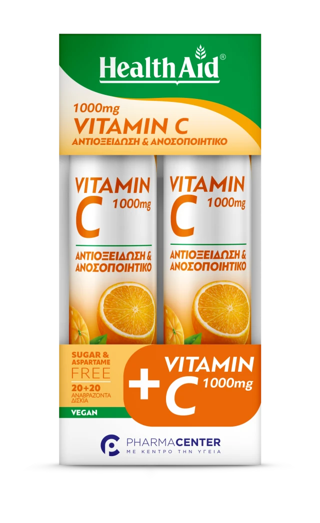 Health Aid Promo Vitamin C 1000mg με Γεύση Πορτοκάλι 2x20Αναβράζουσες Ταμπλέτες