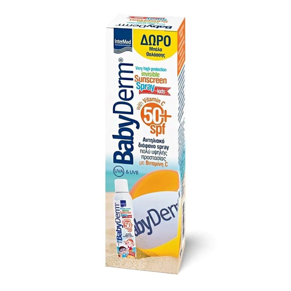 Intermed Babyderm Sunscreen Invisible Spray SPF50+ 200ml με ΔΩΡΟ Μπάλα Θαλάσσης