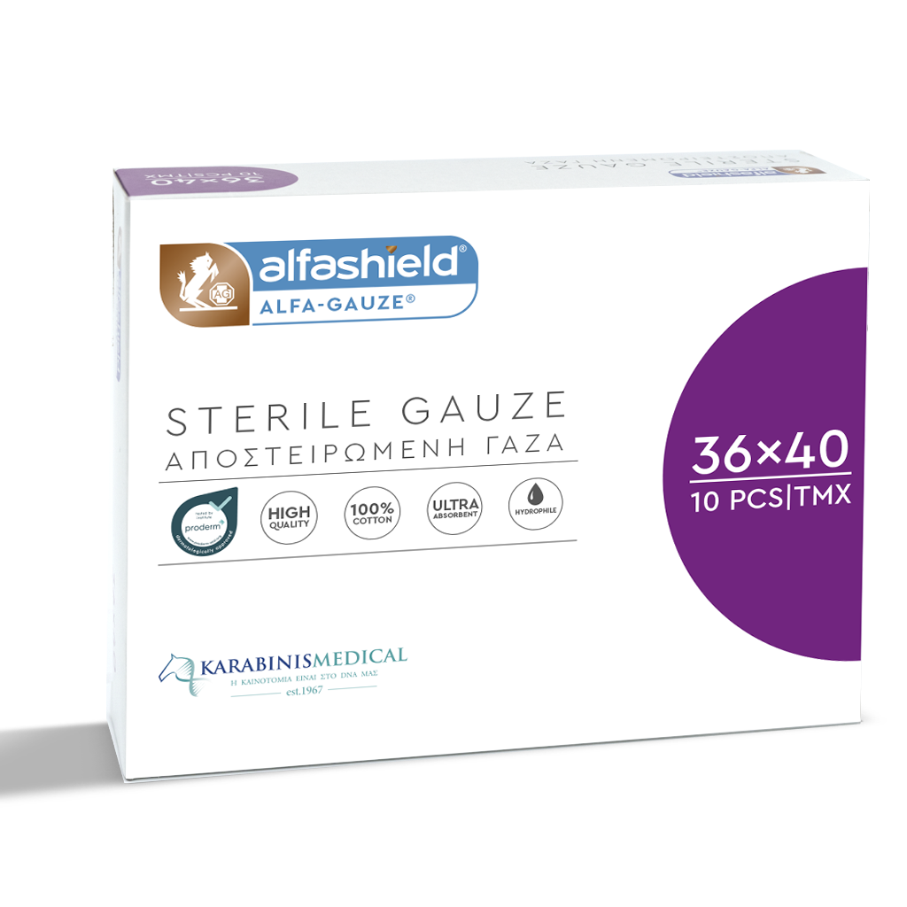 Karabinis Alfashield Αποστειρωμένες Γάζες 36cm x 40cm 10Τεμάχια