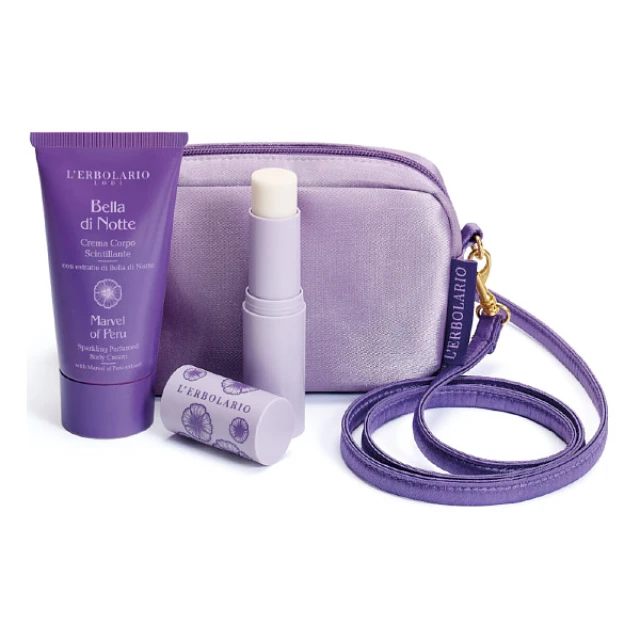 L’Erbolario Bella di Notte Mini Beauty Bag,Perfumed Body Cream 75ml & Solid Perfume 9g