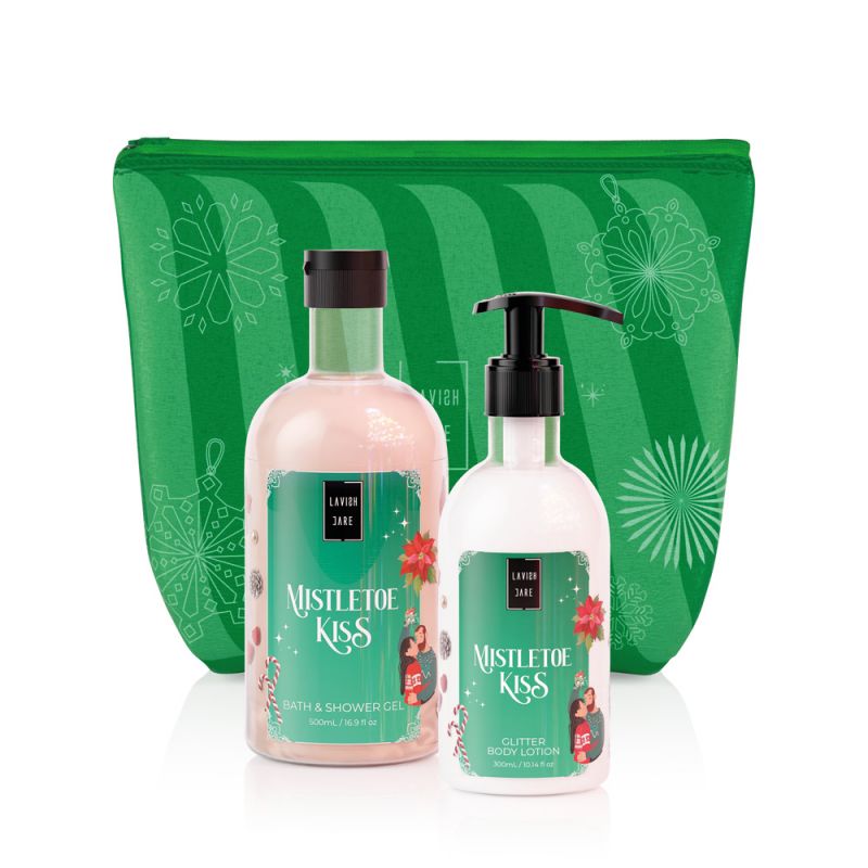 Lavish Care Promo Xmas Mistletoe Kiss Bath & Shower Gel 500ml & Glitter Body Lotion 300ml