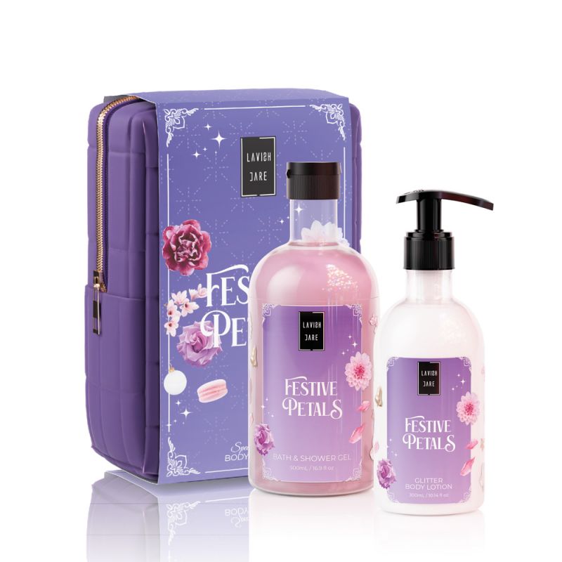 Lavish Care Promo Xmas 2025 Festive Petals Bath & Shower Gel 500ml & Glitter Body Lotion 300ml