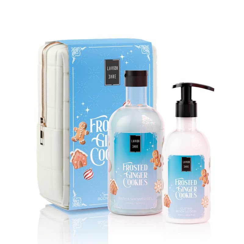 Lavish Care Promo Xmas 2025 Frosted Ginger Cookies Bath & Shower Gel 500ml & Glitter Body Lotion 300ml