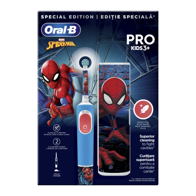 Oral-B Vitality Pro Ηλεκτρική Οδοντόβουρτσα Spider-Man με Θήκη Ταξιδίου για Παιδιά 3+ Ετών