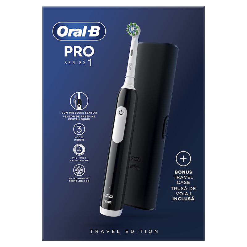 Oral-B Pro Series 1 Ηλεκτρική Οδοντόβουρτσα Μαύρη & Θήκη Ταξιδίου 