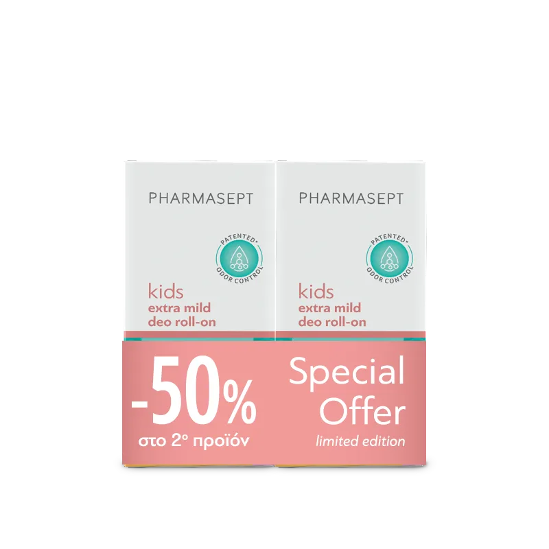 Pharmasept Promo Kid Extra Mild Deo Roll-On 24h  2x50ml -50% Στο 2ο Προϊόν