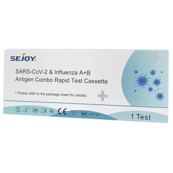 Sejoy SARS-CoV-2 & Influenza A+B Antigen Rapid Test Ποιοτικής Ανίχνευσης Αντιγόνων Covid-19 & Γρίπης Τύπου Α/Β 1Τεμάχιο