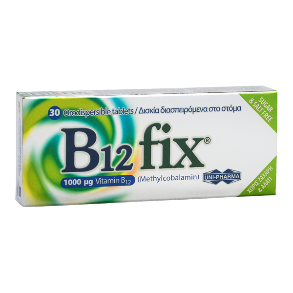 Uni-Pharma B12 Fix 1000μg 30Δισκία Διασπειρώμενα