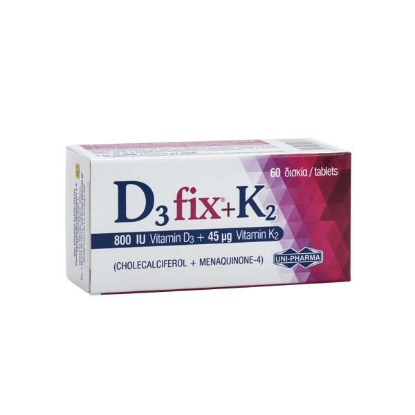 Uni-Pharma D3 Fix 800IU + K2 45mg 60Ταμπλέτες