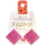 Farma Bijoux Υποαλλεργικά Σκουλαρίκια Τετράγωνα Κουμπιά Ροζ Γυαλιστερό 20mm