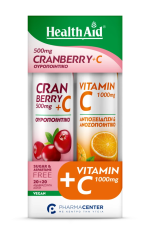 Health Aid Promo Cranberry 500mg με Vitamin C 100mg 20Αναβράζοντα Δισκία & Vitamin C 1000mg 20Αναβράζοντα Δισκία