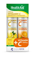Health Aid Promo Vitamin C 1000mg με Γεύση Λεμόνι & Vitamin C 1000mg με Γεύση Πορτοκάλι 2x20Αναβράζουσες Ταμπλέτες