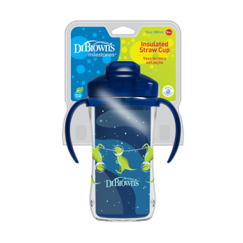 Dr. Brown’s Insulated Straw Cup Κύπελλο Θερμός με Καλαμάκι 12m+ σε Μπλε Χρώμα 300ml