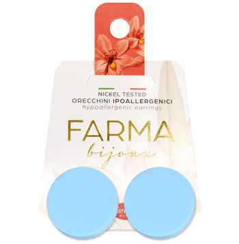 Farma Bijoux Υποαλλεργικά Σκουλαρίκια Στρογγυλά Κουμπιά Μπλε Παστέλ 22mm