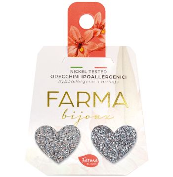 Farma Bijoux Υποαλλεργικά Σκουλαρίκια Καρδιές Ασημί Γυαλιστερό 20mm