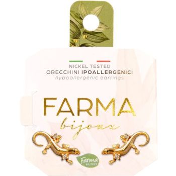 Farma Bijoux Υποαλλεργικά Σκουλαρίκια Χρυσό Ερπετό με Κρύσταλλα