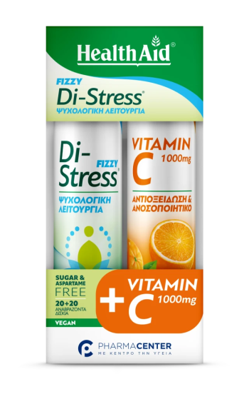 Health Aid Promo Fizzy Di-Stress 20Αναβράζοντα Δισκία & Vitamin C 1000mg Orange 20Αναβράζοντα Δισκία