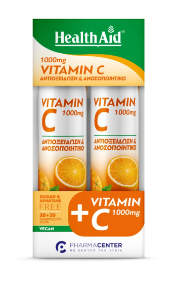 Health Aid Promo Vitamin C 1000mg με Γεύση Πορτοκάλι 2x20Αναβράζουσες Ταμπλέτες