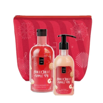 Lavish Care Promo Xmas Holly Jolly Apple Pie Bath & Shower Gel 500ml & Glitter Body Lotion 300ml