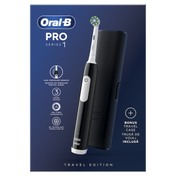 Oral B Pro Series 1 Ηλεκτρική Οδοντόβουρτσα Μαύρη & Θήκη Ταξιδίου 