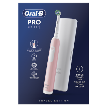 Oral B Pro Series 1 Ηλεκτρική Οδοντόβουρτσα Ροζ & Θήκη Ταξιδίου