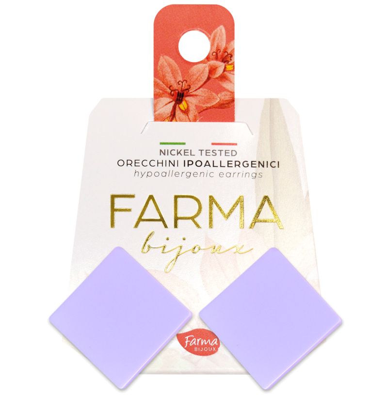 Φωτογραφία από Farma Bijoux Υποαλλεργικά Σκουλαρίκια Τετράγωνα Κουμπιά Λιλά 20mm
