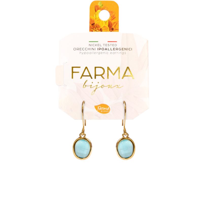 Φωτογραφία από Farma Bijoux Υποαλλεργικά Σκουλαρίκια Κρεμαστό Tιρκουάζ Χαλαζία 25mm