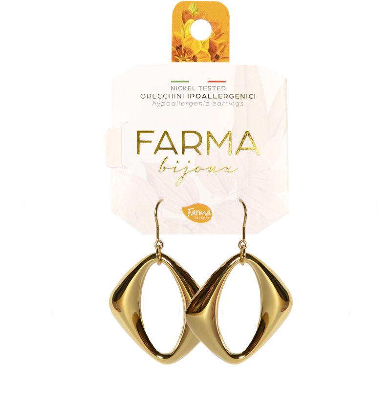 Φωτογραφία από Farma Bijoux Υποαλλεργικά Σκουλαρίκια Μενταγιόν Χρυσός Ρόμβος 42mm