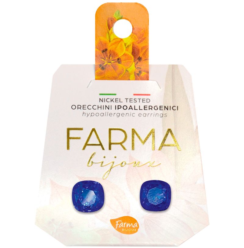Φωτογραφία από Farma Bijoux Υποαλλεργικά Σκουλαρίκια Στρογγυλά Τετράγωνα Μπλε 10mm