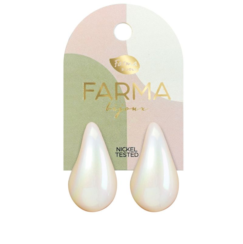 Φωτογραφία από Farma Bijoux Υποαλλεργικά Σκουλαρίκια Σταγόνες Λευκό Περλέ 30mm WOW13