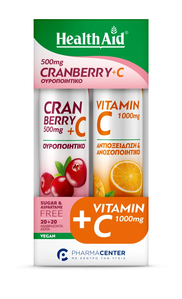Φωτογραφία από Health Aid Promo Cranberry 500mg με Vitamin C 100mg 20Αναβράζοντα Δισκία & Vitamin C 1000mg 20Αναβράζοντα Δισκία