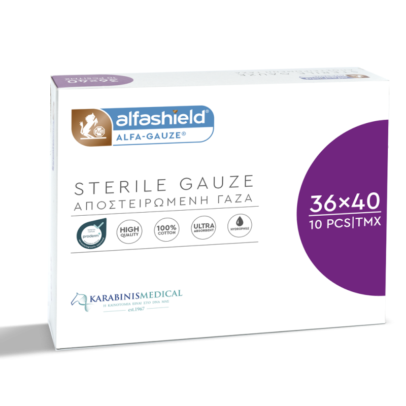 Karabinis Alfashield Αποστειρωμένες Γάζες 36cm x 40cm 10Τεμάχια Φωτογραφία από Karabinis Alfashield Αποστειρωμένες Γάζες 36cm x 40cm 10Τεμάχια