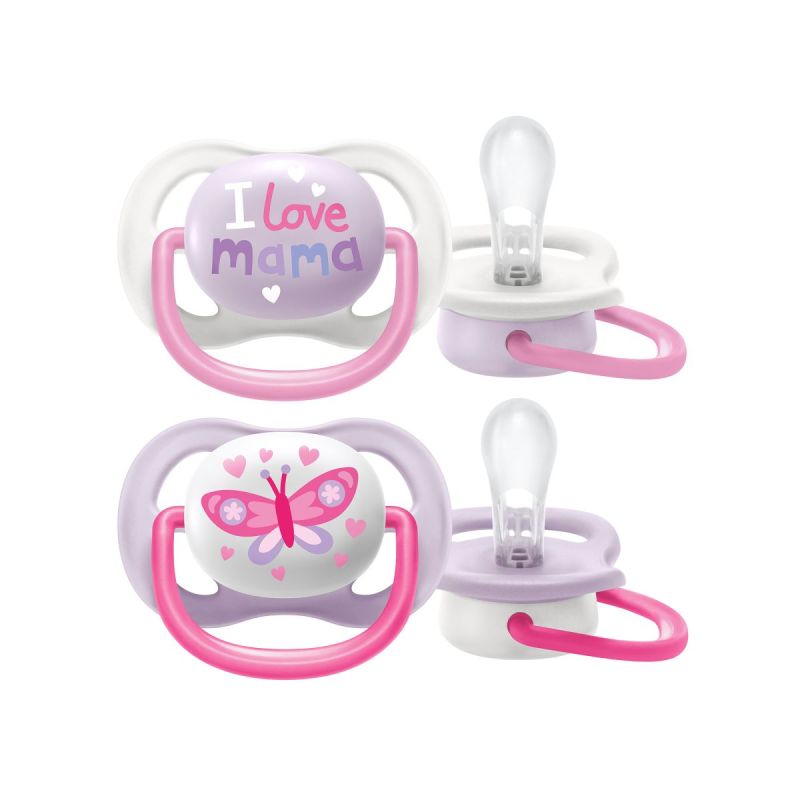 Φωτογραφία από Philips Avent Ultra Air Happy Ορθοδοντικές Πιπίλες Σιλικόνης 0-6m I I Love Mama Ροζ/Μωβ με Σχέδιο 2Τεμάχια