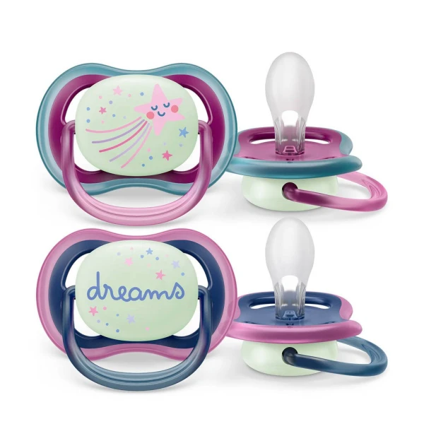 Φωτογραφία από Philips Avent Ultra Air Nighttime Ορθοδοντικές Πιπίλες Σιλικόνης 6-18m Αστέρι/Dreams 2Τεμάχια