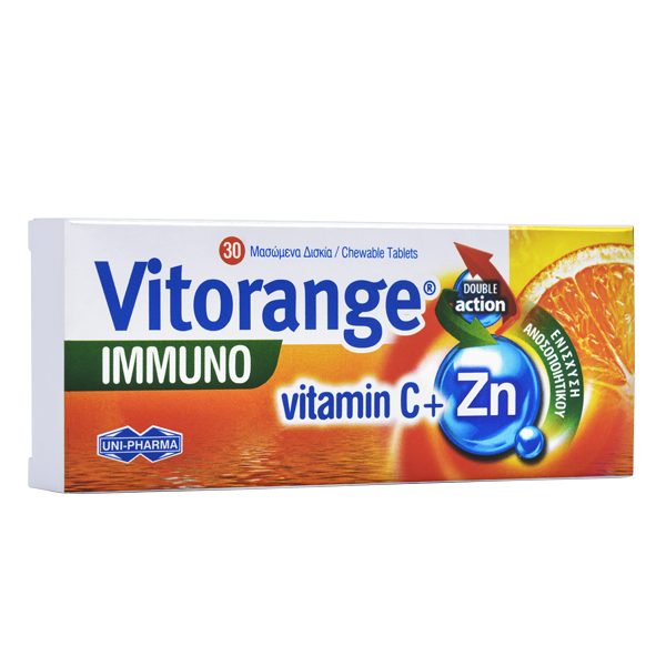 Φωτογραφία από Uni-Pharma Vitorange Immuno Vitamin C + Zn 30Μασώμενα Δισκία